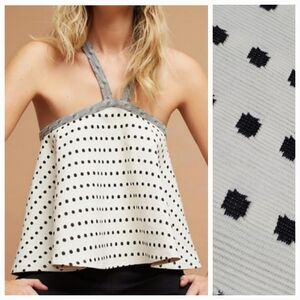 Anthropologie Postmark Jemma Polka Dot Jacquard V-Strap Halter Top Size XS